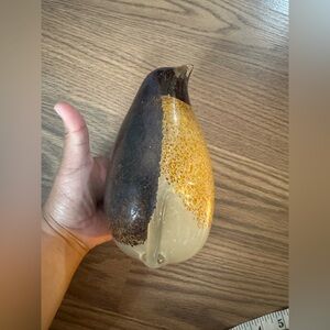 Handblown Glass Decorative Bird - Brown, Gold, and Cream